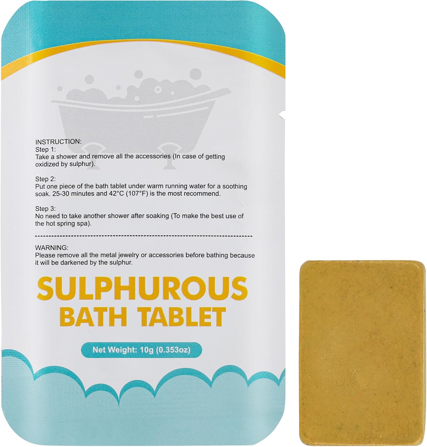Natural Organic Sulfur Bath Tablet, Hot Spring Bath Salt, Mineral Bath Soak for Detoxing, Deep Cleansing, Oil Balancing, Oily Skin, Dry Itchy Skin 6 Count