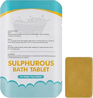 Natural Organic Sulfur Bath Tablet, Hot Spring Bath Salt, Mineral Bath Soak for Detoxing, Deep Cleansing, Oil Balancing, Oily Skin, Dry Itchy Skin 6 Count