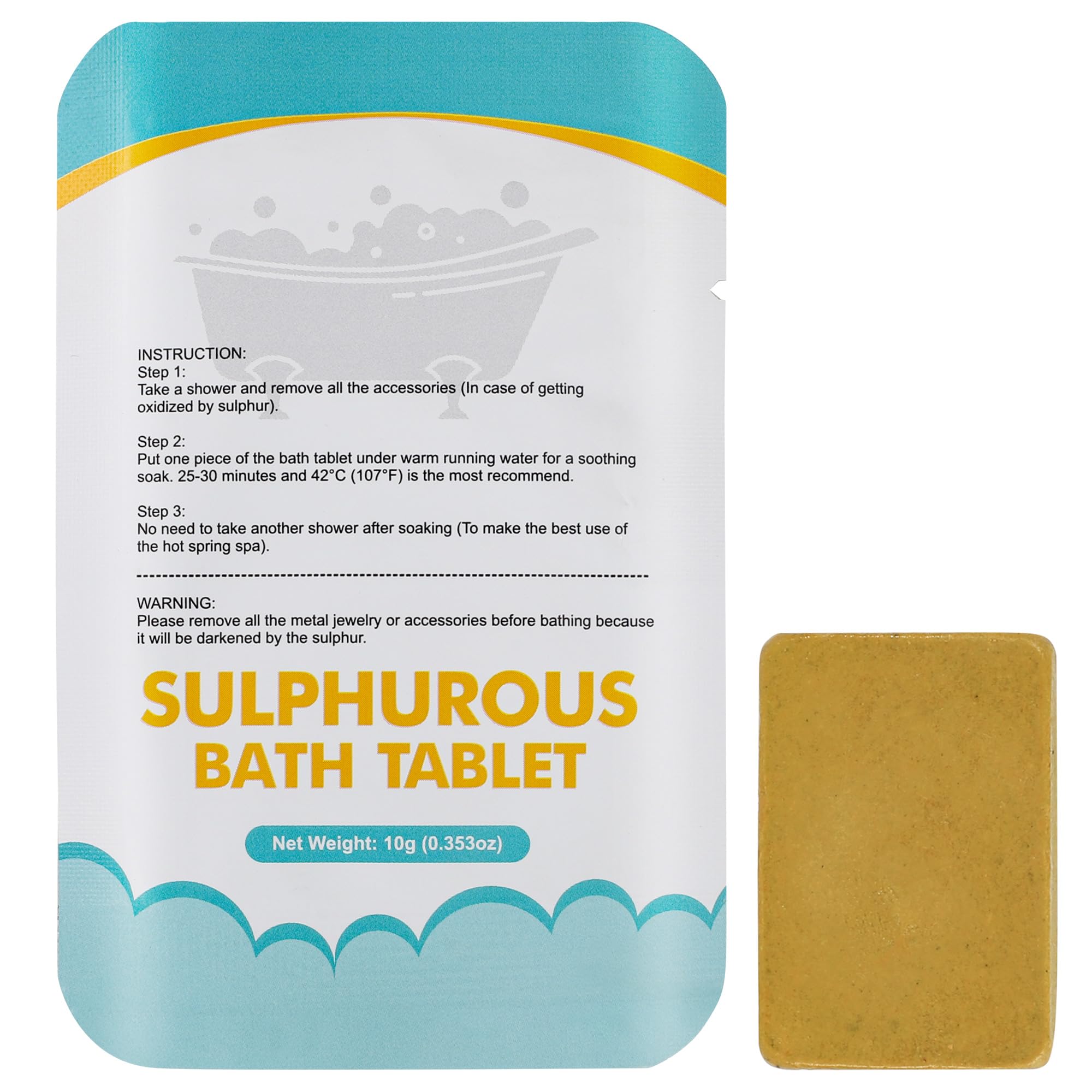 ManuFeiFei Natural Organic Sulfur Bath Tablet, Hot Spring Bath Salt, Mineral Bath Soak for Detoxing, Deep Cleansing, Oil Balancing, Oily Skin, Dry Itchy Skin 6 Count