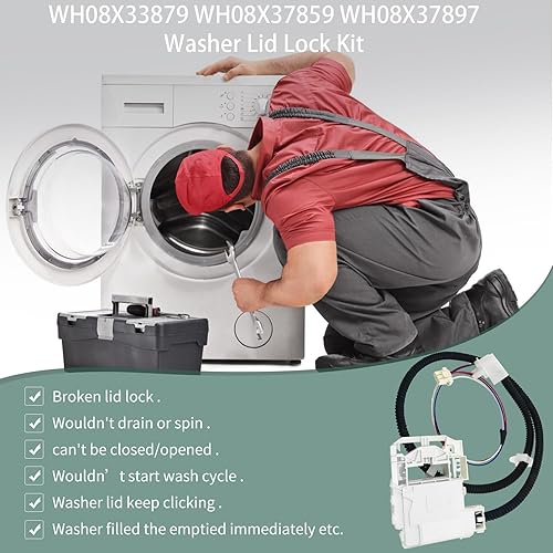 Miniatura 5 de WH08X33879 WH08X37859 WH08X37897 Washer Lid Lock Assembly Fit for ge Replace Models PTW600BSR1WS PTW600BPR1DG PTW605BPR1DG PTW700BPT0DG PTW900BPT0DG