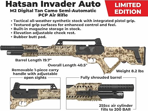 Miniatura 7 de Hatsan Invader Auto Air Rifle con paquete de 100 blancos de papel y pellets Wearable4U
