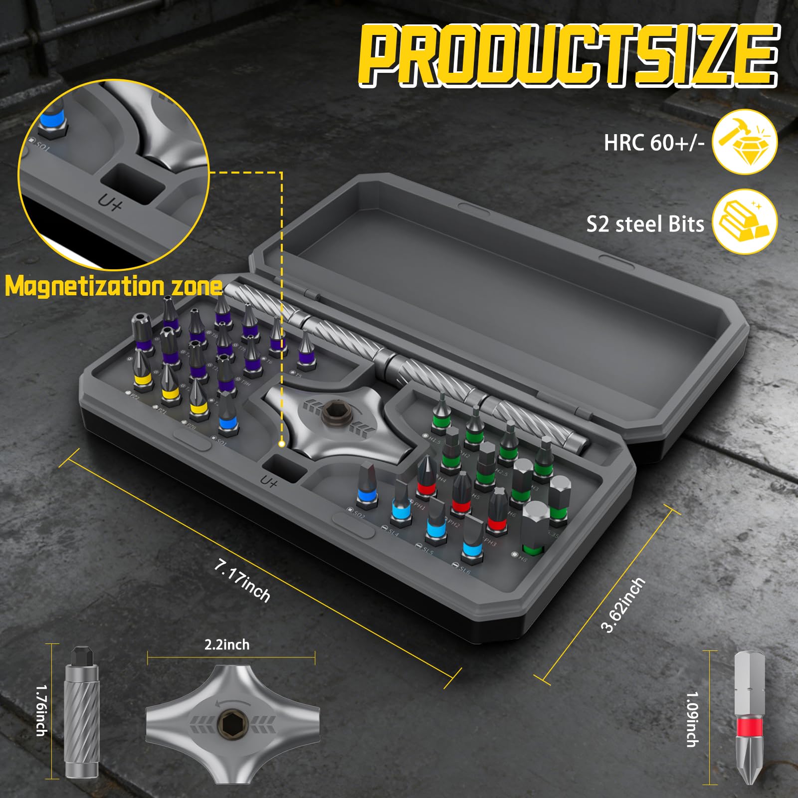 Juego de destornilladores magnéticos, juego de destornilladores de trinquete multifuncionales 34 en 1, kit de herramientas de reparación de precisión portátil con mango desmontable para el hogar