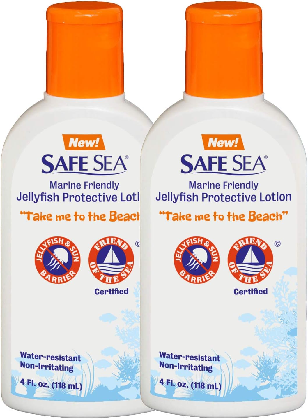 Anti Jellyfish Lotion, Non Toxic Waterproof Protects Against Sea Lice, Fire Coral & Jelly Stings (2 pack no SPF)