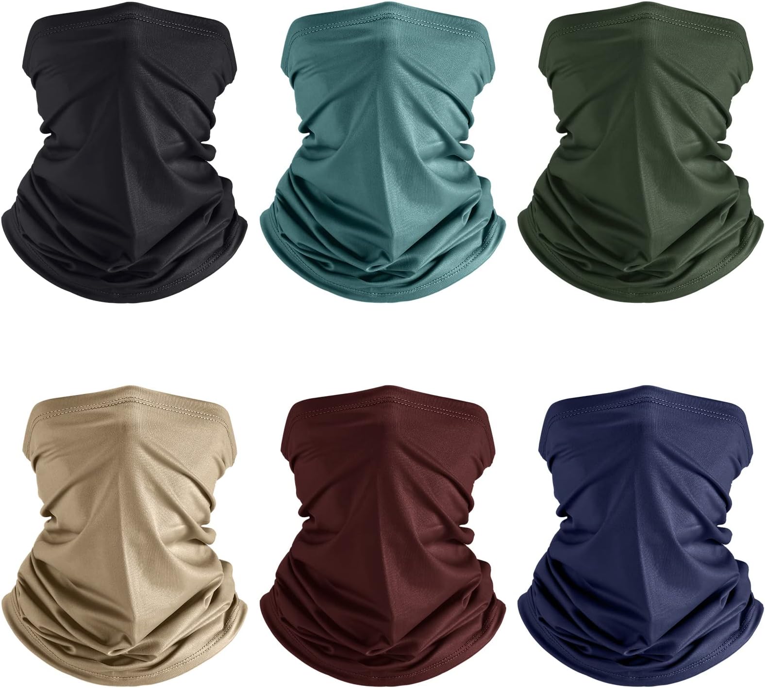 6 Pieces Summer UV Protection Cooling Neck Gaiter Face Clothing Neck Gaiter Mask Scarf Sunscreen Breathable Bandana