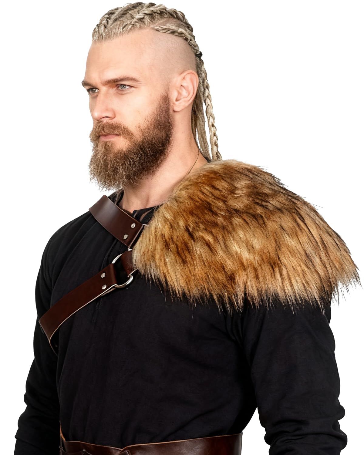 keland Copri Spalle Pelliccia Finta Coprispalle di Pelliccia VichingoArmatura Spalla Uomini Costume Medievale Larp Accessorio (Marrone)