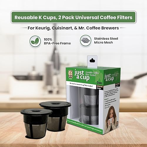 Miniatura 3 de K Cups reutilizables, paquete de 2 filtros universales de café para Keurig, Cuisinart y Mr. Coffee Brewers - Malla de acero inoxidable, sin BPA