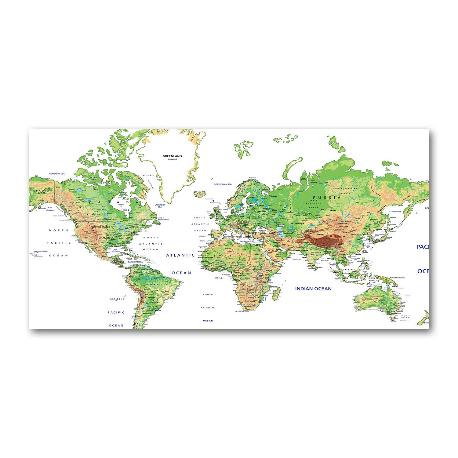 Tulup Acrylic Glass 100x50cm Mural Art Image Verre Plastique Déco Mural Acrylic Glass Picture Verde - Mapa Del Mundo