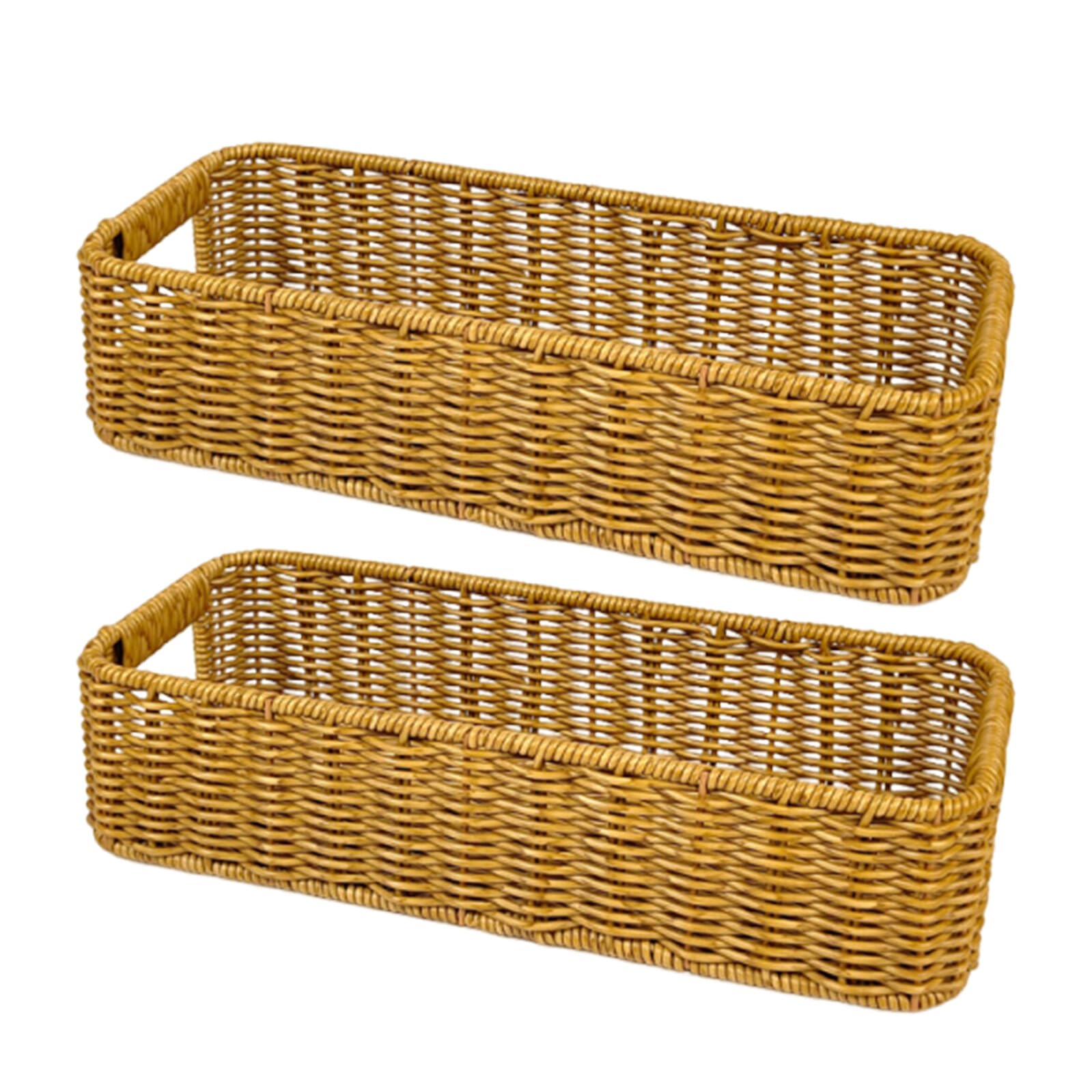 Panier de rangement en plastique imitation rotin (lot de 2) avec poignées style japonerie