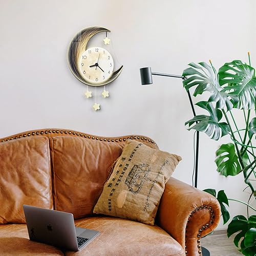 Miniatura 5 de MEISHIDA Reloj de pared decorativo para decoración de sala de estar relojes de pared grandes modernos con péndulo funciona con pilas para dormitorio