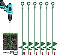 Vista 1 de Kit de anclaje de tierra de 18 pulgadas, 6 piezas, anclaje de tierra de diámetro extendido de hélice de 3 pulgadas, anclajes de tierra en espiral