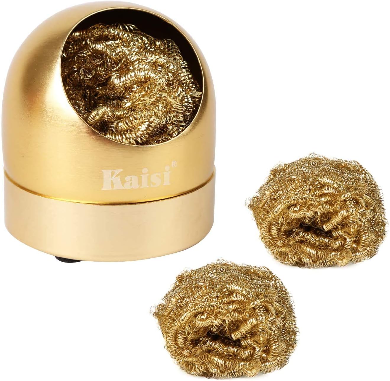 Kaisiking Soldering Iron Tip Cleaner Solder Tip Cleaning Wire and Holder Station Soft Coiled Brass with 3 Pcs Solder Tip Cleaning Wire and 1 Pcs Holder For Cleaning Soldering Irons and Tips