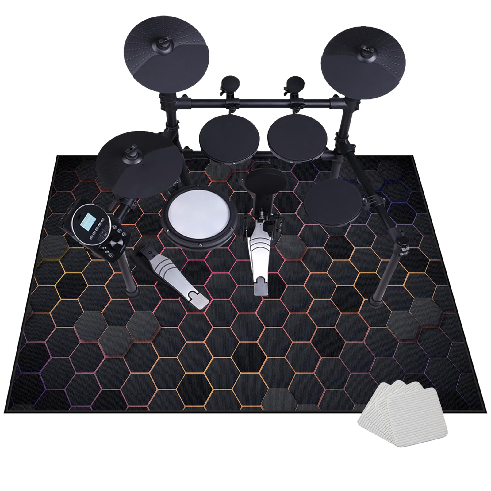 Tappeto per Batteria Insonorizzato | 180 x 140 cm Tappeto per Batteria Acustica | Tappeto Professionale per Batteria e Strumenti a Percussione Elettronici per Grancassa Rullante e Altri Strumenti