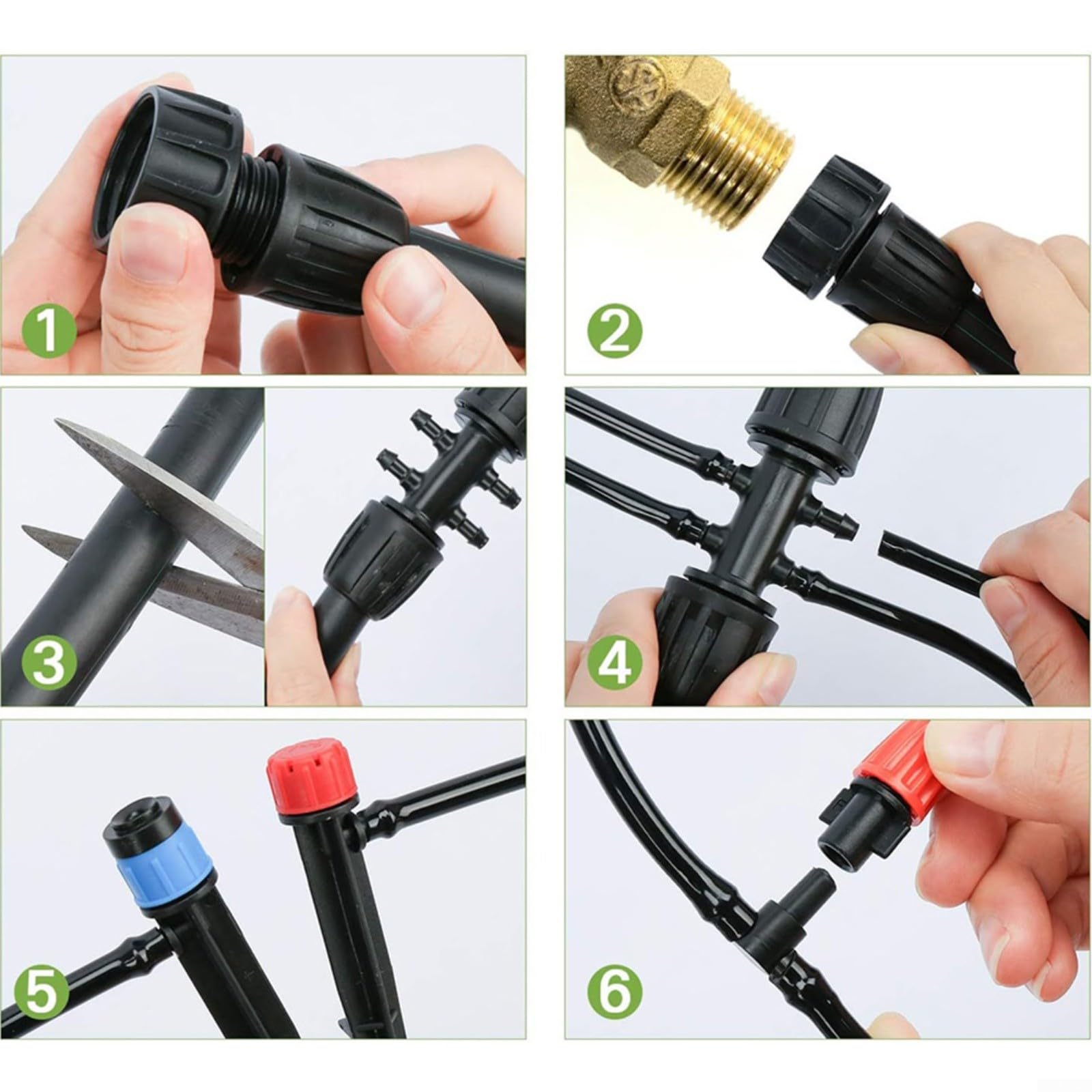 Kit de riego automático por goteo para sistema de riego de invernadero de 15 m, con rociadores ajustables, para césped, patio, plantas, nebulización, refrigeración agrícola (30 m)