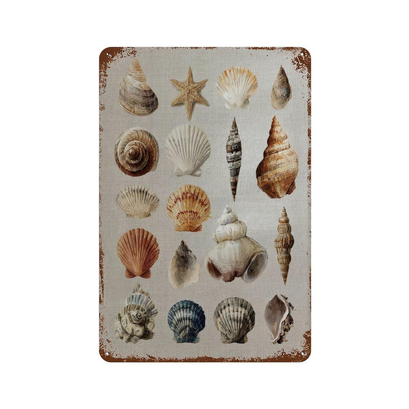 xiaoxiaoshen Seashells And Starfish. Botanical Wall Decor Art Metal Tin Poster Modern Home Decor Art Home Bar Shop Decorations Vintage Sign 30x20cm