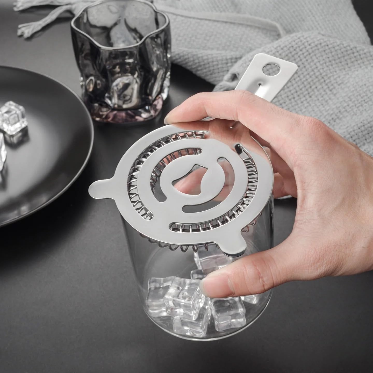 Herramientas de barra de colador de cóctel – 4 coladores de barra con resorte de alta densidad, accesorios de barman de acero inoxidable para filtrar bebidas de cóctel, herramientas profesionales de 7