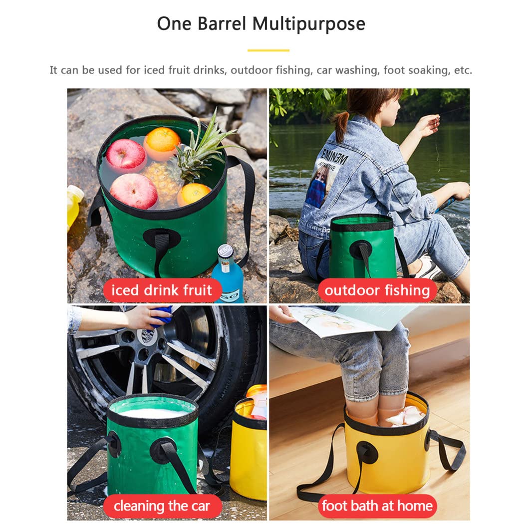 Secchio Pieghevole con Maniglie, 10L/20L Portatile Bacinella Pieghevole, Multifunzionale Bacino Pieghevole Secchiello Contenitore di Acqua Pieghevole per Campeggio Escursioni