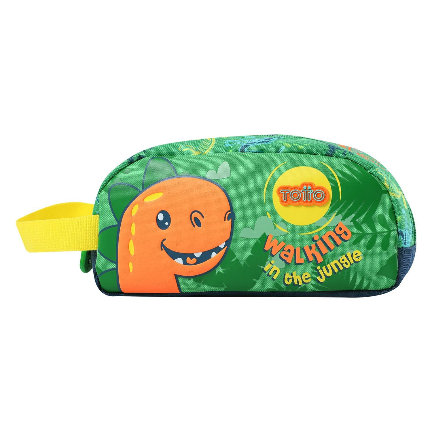 TOTTO - Estuche Escolar Infantil, Modelo Dinomax, Estuche una Cremallera, Dimensiones 23 x 12 x 8.5 cm, Asa Lateral, con Identificador en Parte Posterior, Compacto y Resistente, Color Verde