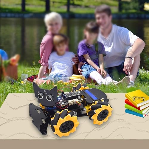 Miniatura 6 de Adeept Kit robótico de ruedas mecánicas omnidireccionales 4WD para ESP32-S3  Banana Pi PicoW-S3 DIY STEM Remote Controlled Robot Kit con pantalla