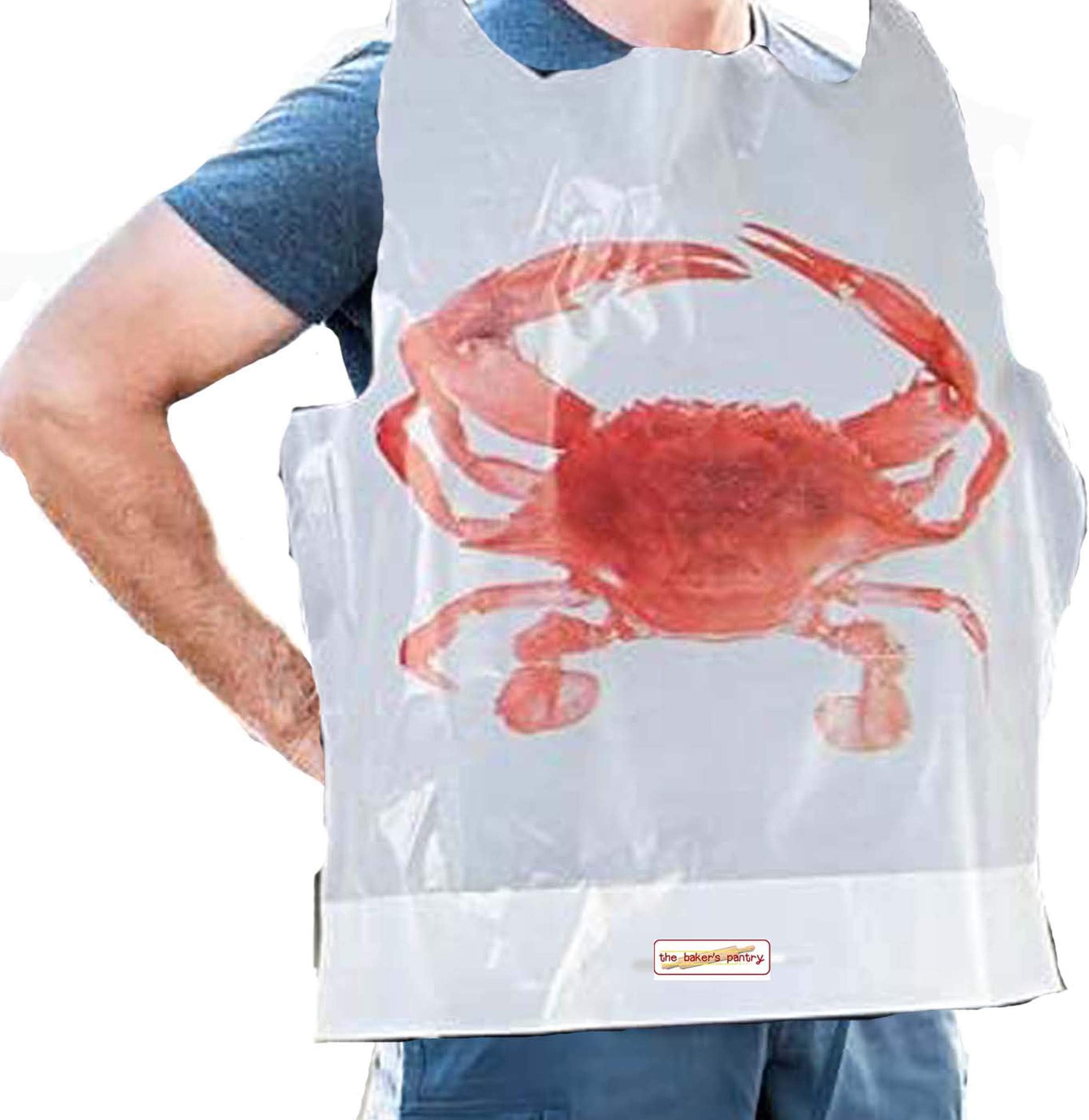 Disposable Plastic Crab Bibs 25 pack Disposable Adult crab feast bibs (25) Seafood Feast Adult Disposable Bibs