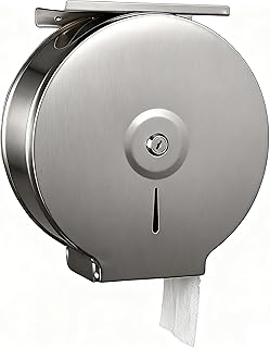 NICEME Edelstahl Handtuchspender abschließbar - Öffentliche Toilettenpapierspender -Handtuchspender inklusive Montagematerial -Durchmesser 255mm Mittelachse 40mm - Silber