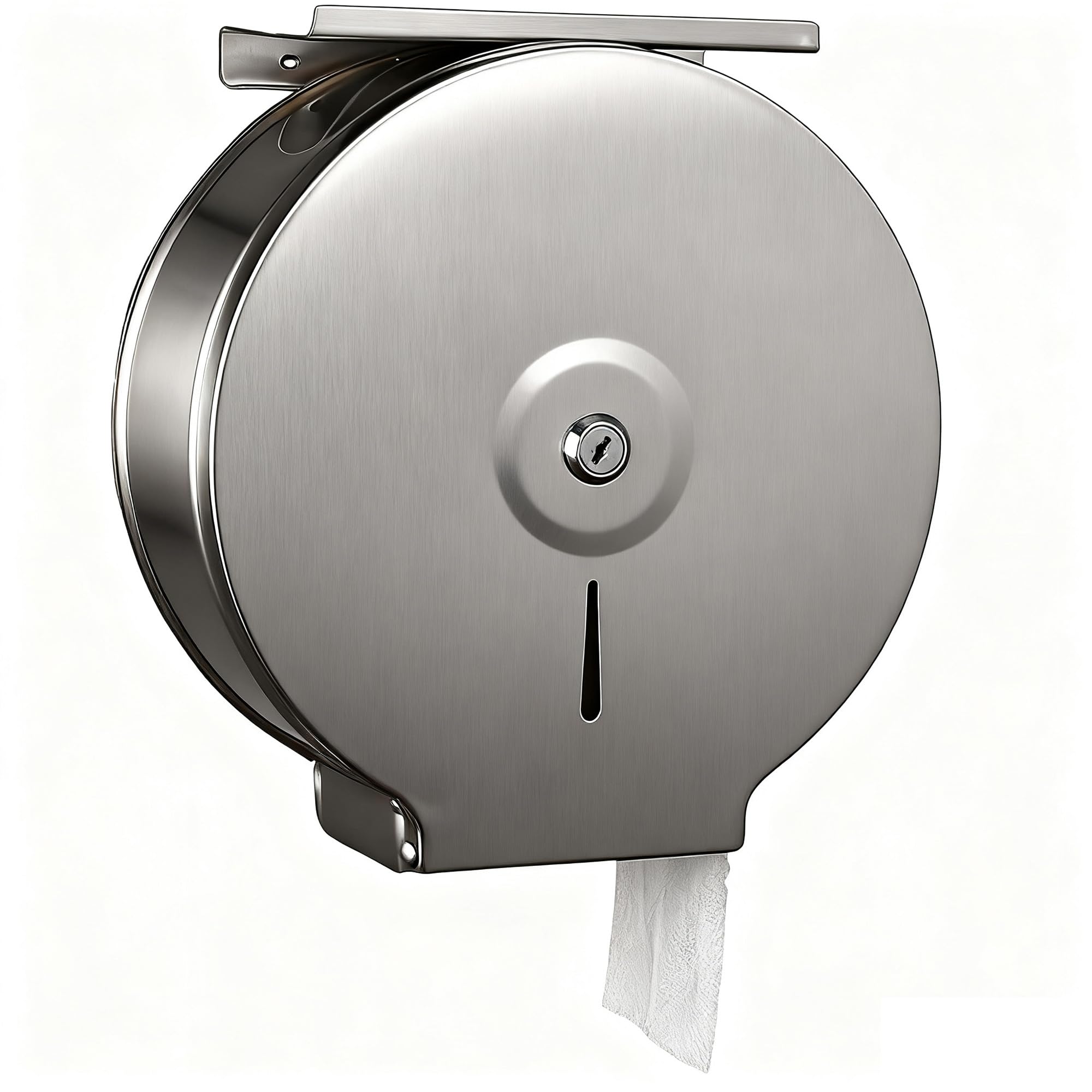 NICEME Distributeur de Serviettes en Acier Inoxydable verrouillable - Porte-Papier Toilette Professionnels - Diamètre 255mm Broche 40mm - Argenté