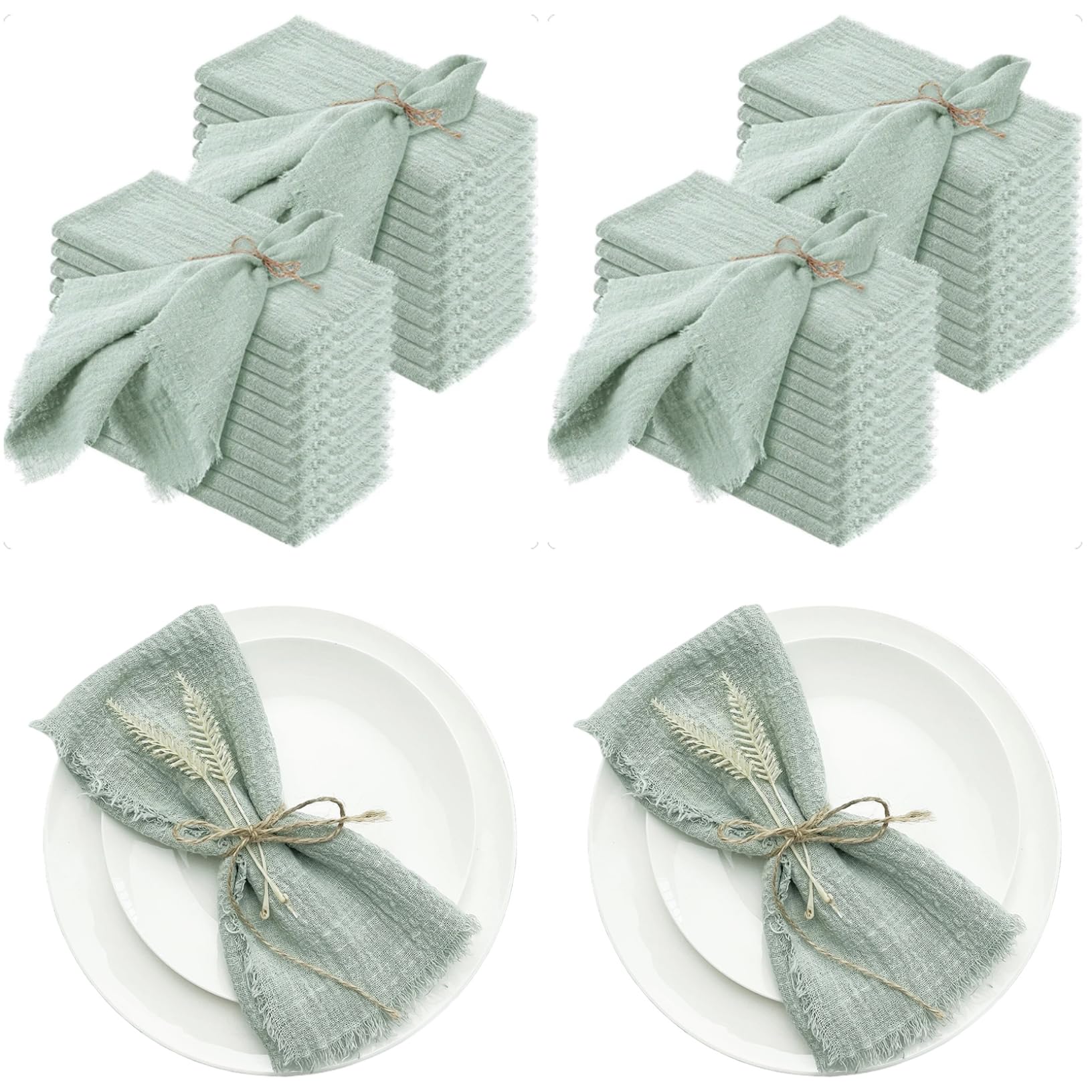 50 Tissus Serviettes Sage Green Réutilisables Coton Dîner Table