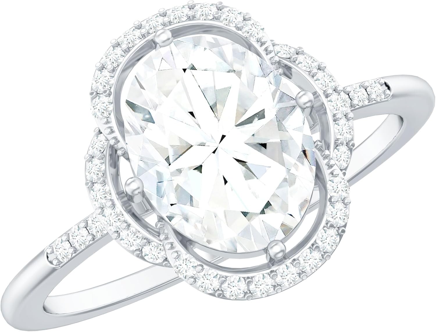 Certified Moissanite Oval Engagement Ring in Silver, D-Vs1 Quality, Moissanite Designer Ring - Christmas Gift For Women