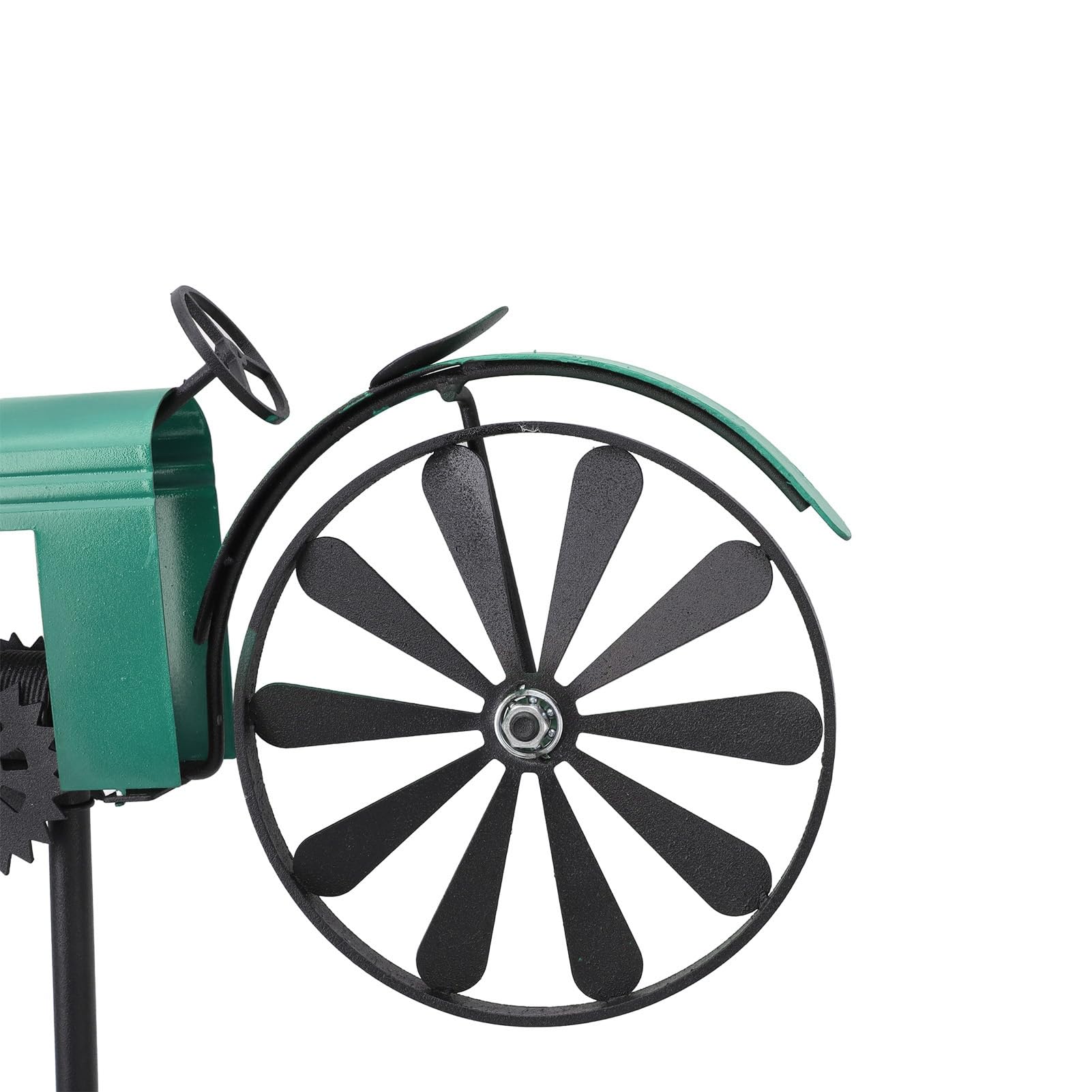 Girandola a per trattori, decorazione a forma di mulino a per trattori agricoli con ruote in ferro, girandola da esterno in metallo dallo stile rustico da piantare nel (Verde)