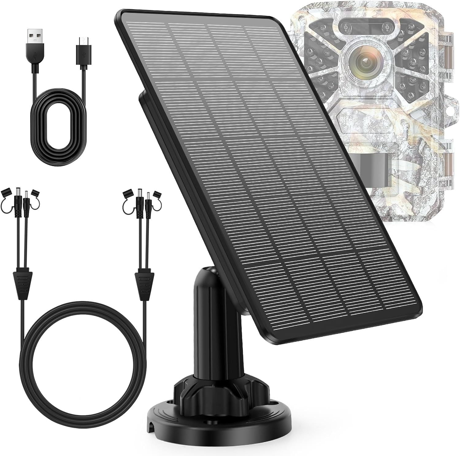 Pannello solare 12V/1A 6V/2A con batteria al litio ricaricabile integrata da 4000mAh IP66, accessorio da caccia compatibile con telecamere da gioco di caccia o mangiatoia per cervi (1 Pezzo)