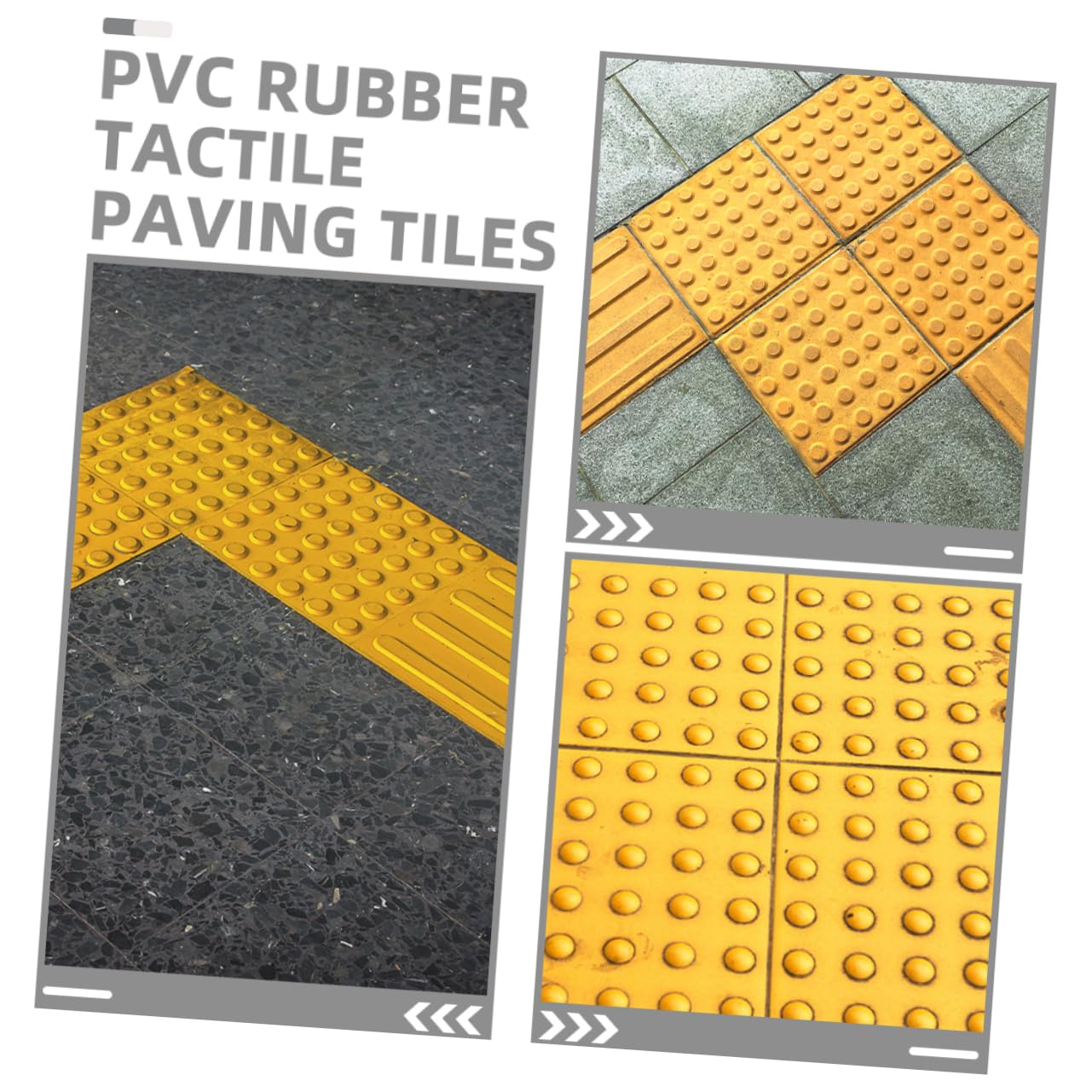 4pcs PVC Tactile Paving Tiles for Blind Guidance Safety Guide Sidewalk Blind Boards with Raised Dots Braille Strip Tactile Mat for Accessibility