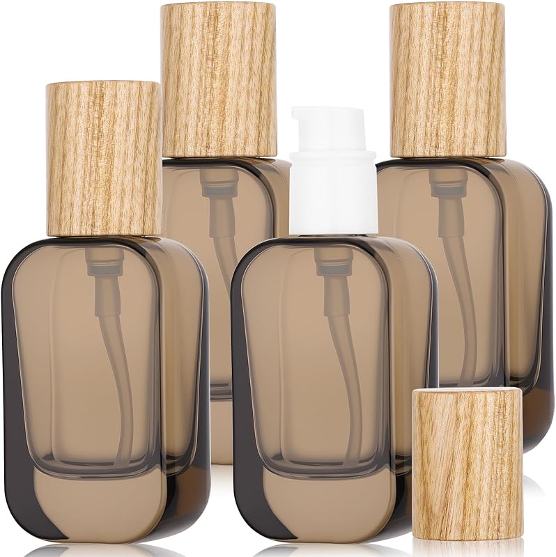 Segbeauty Frascos de Vidro Recarregáveis com Bomba, Pretos, 30 mL, Pacote com 4