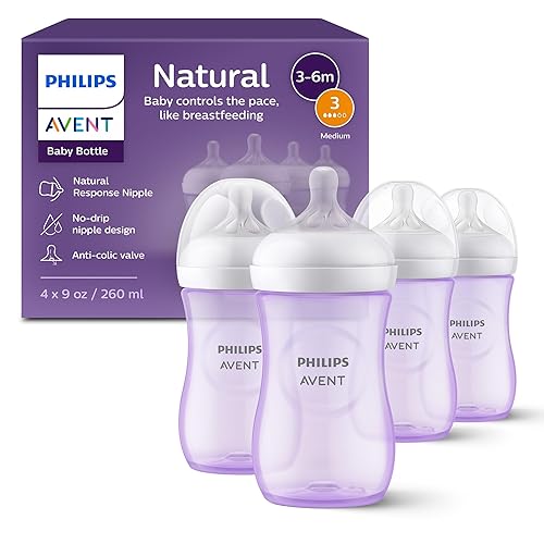 Miniatura 16 de Philips AVENT - Biberón natural con boquilla de respuesta natural, transparente, 9 onzas, paquete de 4, SCY903/04