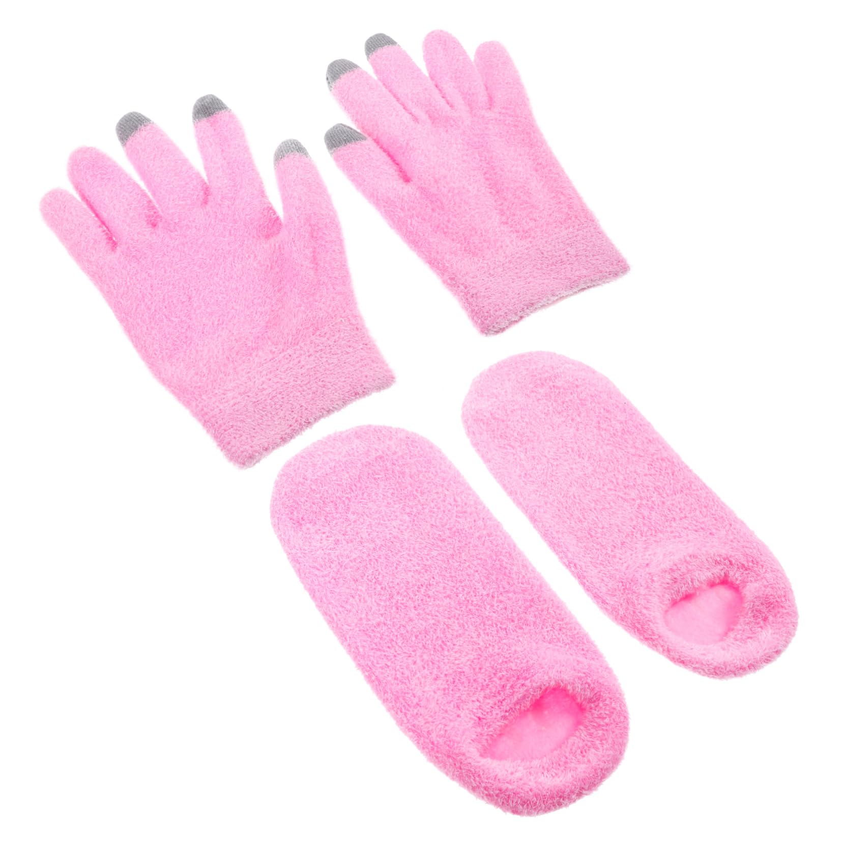 minkissy 5 juegos de guantes y pies, calcetines para mujer, guantes hidratantes, guantes hidratantes, para mujer, tela rosa, manos secas, hilo para mujer