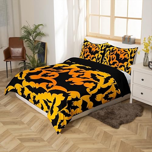 Miniatura 30 de Castle Fairy Juego de ropa de cama con temática de Halloween, tamaño Queen, juego de funda de edredón con estampado de animales de murciélagos Multi