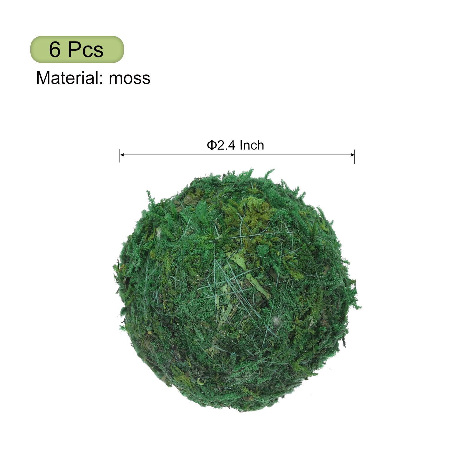 MECCANIXITY 6 Pcs Moss Balls 2.4 Inch Green Decorative Moss Balls for Centerpiece Bowls Vase Fillers Home Decor