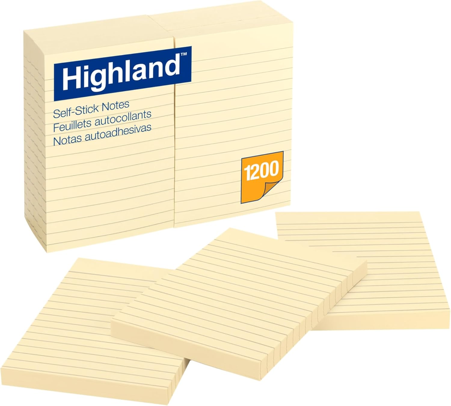 Highland Sticky Notes, 4x6 in, Yellow, 12 Pack (6609
