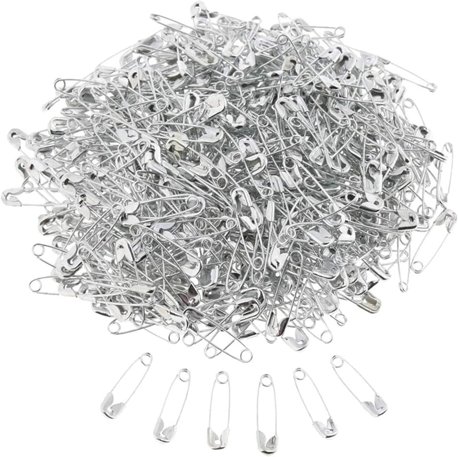 1000Pcs Sewing Accessories Tools Golden Silver Assorted Size Small Medium Large Needles Safety Pin Brooch Accessorie(Silver 27mm)