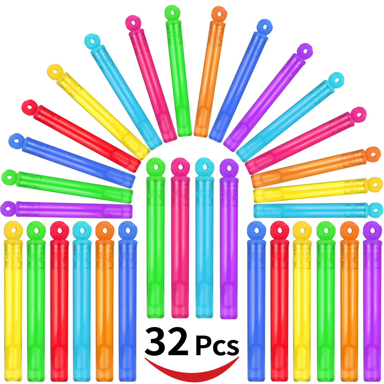 32 Piece Mini Bubble Wands Bulk, 8 Color Bubbles Party Favor Assortment Box — Amazon image 3