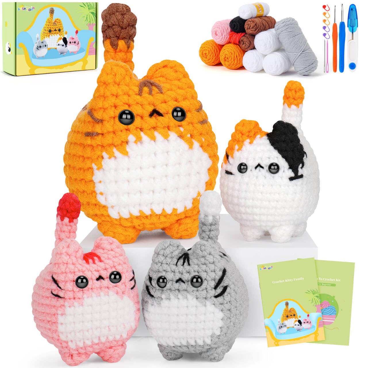 Amazon.com: Crochet Kit for Beginners-4PCS Cat Crochet Kits for