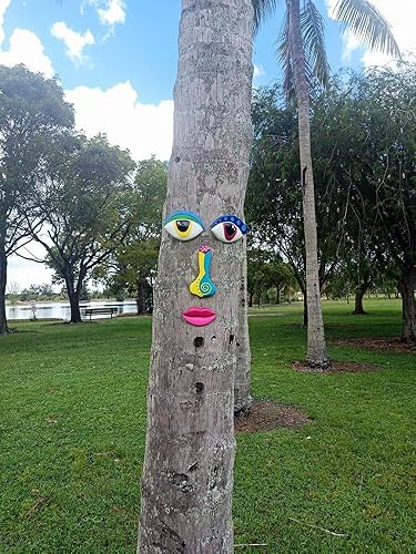 Miniatura 2 de Bonita decoración de caras de árbol para exteriores, hecha a mano por artistas, escultura de jardín, cara mágica para árbol, comedero para pájaros,