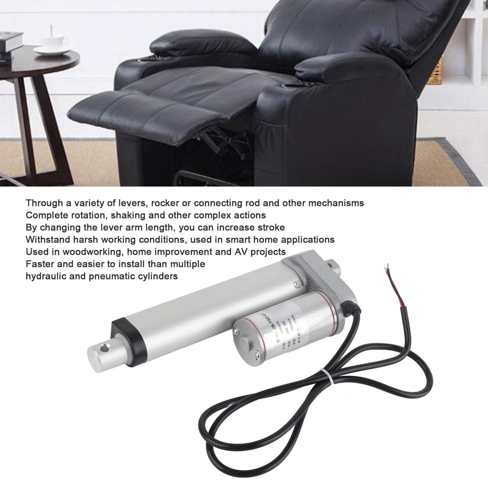 Actuador Lineal Eléctrico 24V, 100mm 750N Empuje para (#2)