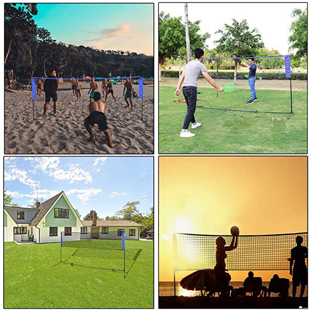 APOE Rete Badminton 5metri/6metri Portatile, Rete Pallavolo da Giardino, Pieghevole, Regolabile in Altezza e Larghezza, Facile da Installare per Interni ed Esterni