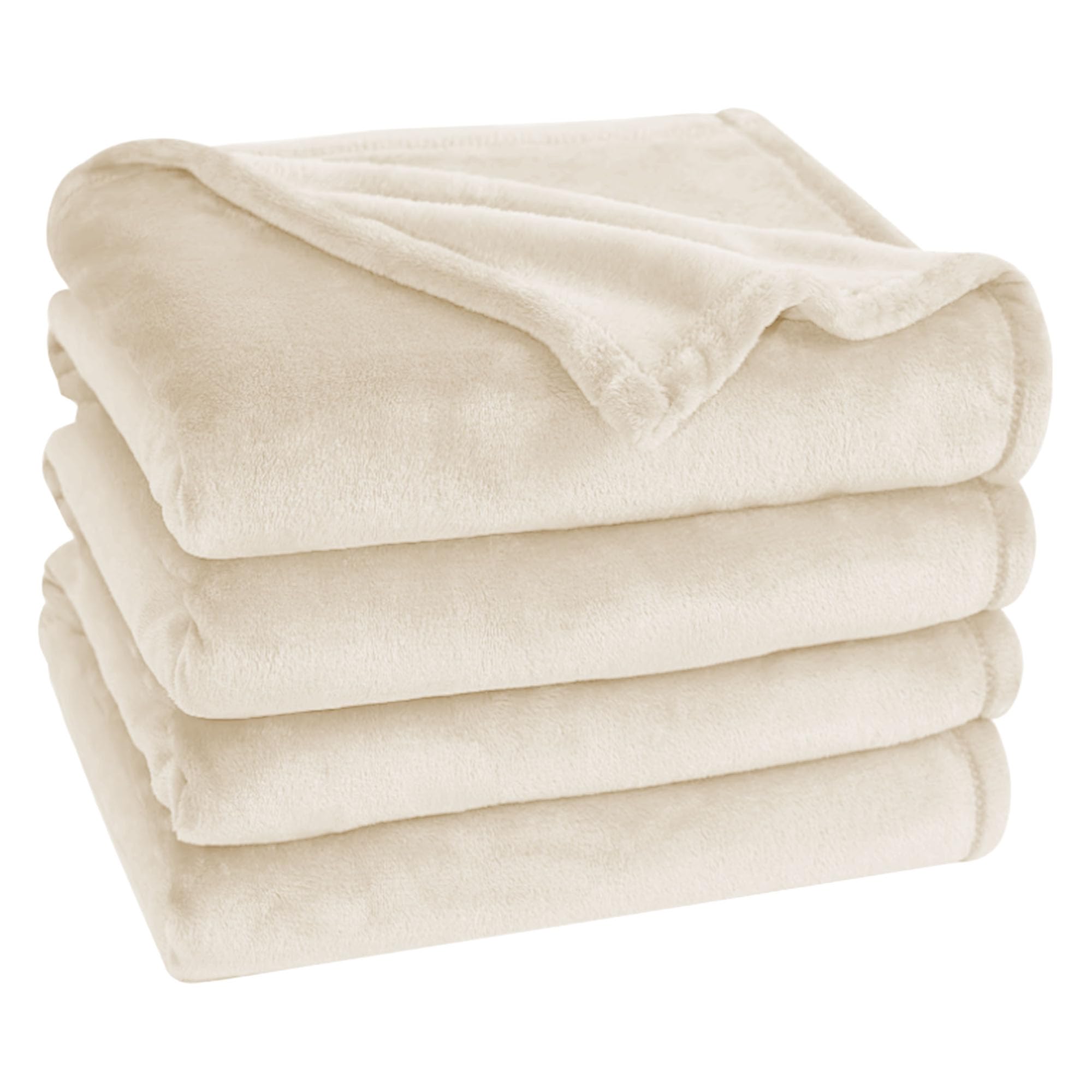 Couverture lit 90x145 flanelle chaude et plaid canape doux blanc casse