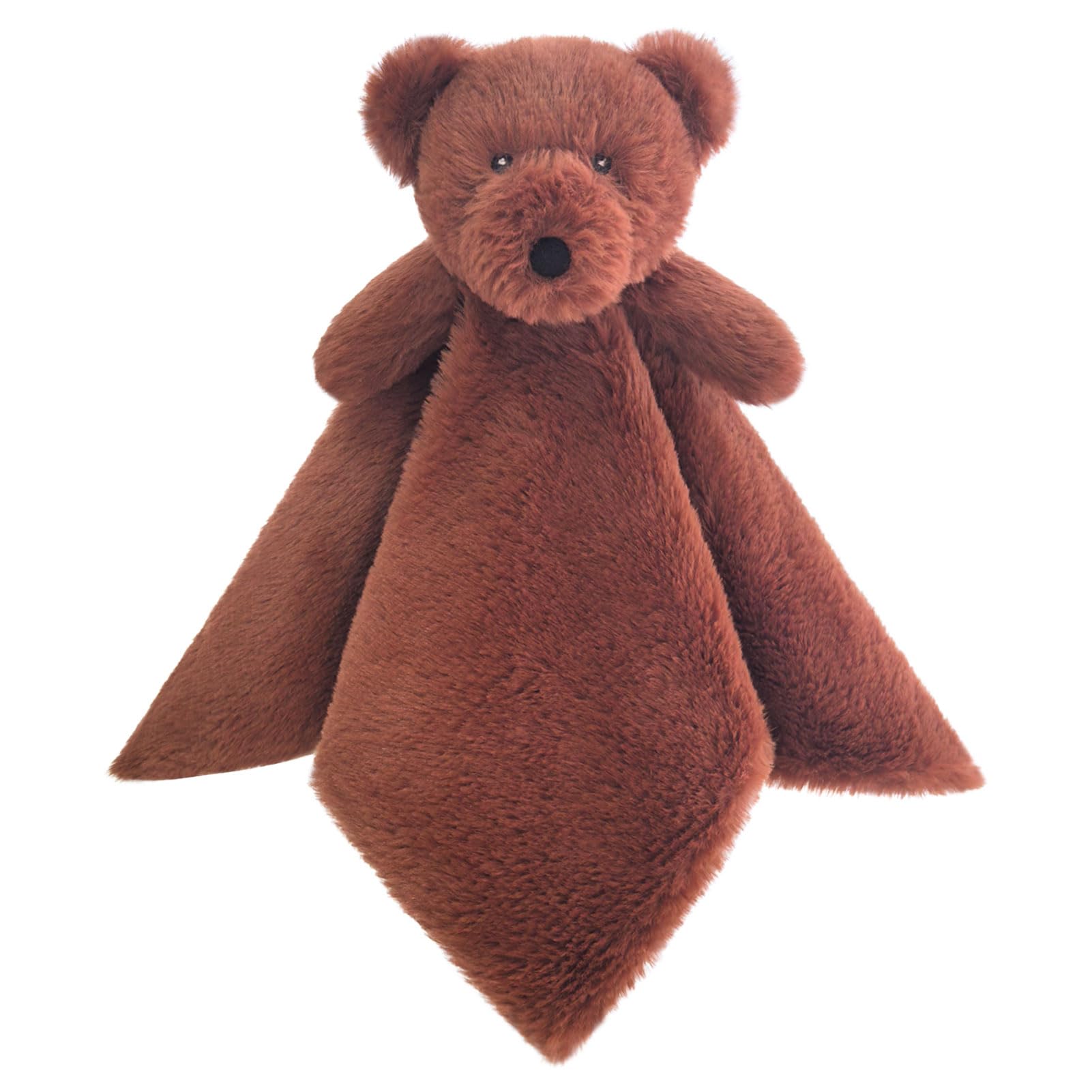 Doindute Baby Brown Teddy Bear Soft Stuffed Animal Security Blanket, Plush Bear Character Lovey Blanket, Baby Shower/Nursery Gift, Newborn Infant Toddler Snuggle Blankie for Girls Boys, 14 Inches