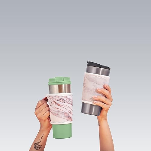 Miniatura 8 de GoCuff - Fundas reutilizables para taza de café, aislantes de neopreno con asa para bebidas frías y calientes, vasos Starbucks de 24 onzas, Yeti