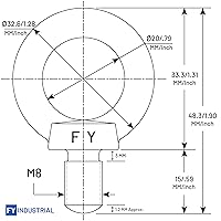 Vista 2 de Perno de ojo de elevación del hombro de la maquinaria del acero inoxidable (M8, 5 artículos)