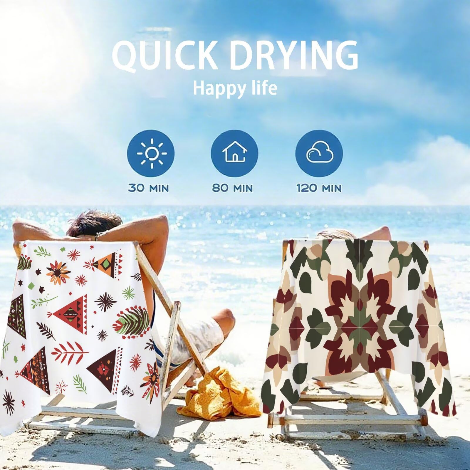 Toalla Playa Grande 90x200cm Geometría Toalla Microfibra Antiarena, Toallas Bano Bohemia Toallas Playa Secado Rapido Pareos Playas Mujer Ligera Absorbente Beach Towel para Gimnasio Viajes Sauna OC-469
