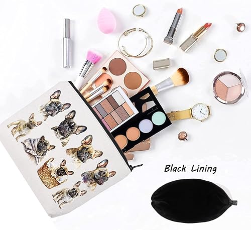 Miniatura 3 de LEVLO Bolsa de maquillaje cosmética Bulldog Francés Regalo Mamá Francés Bulldog Dueño Bolsa de viaje Bolsa de viaje Bulldog Merch, FRENCH BULLDOG,