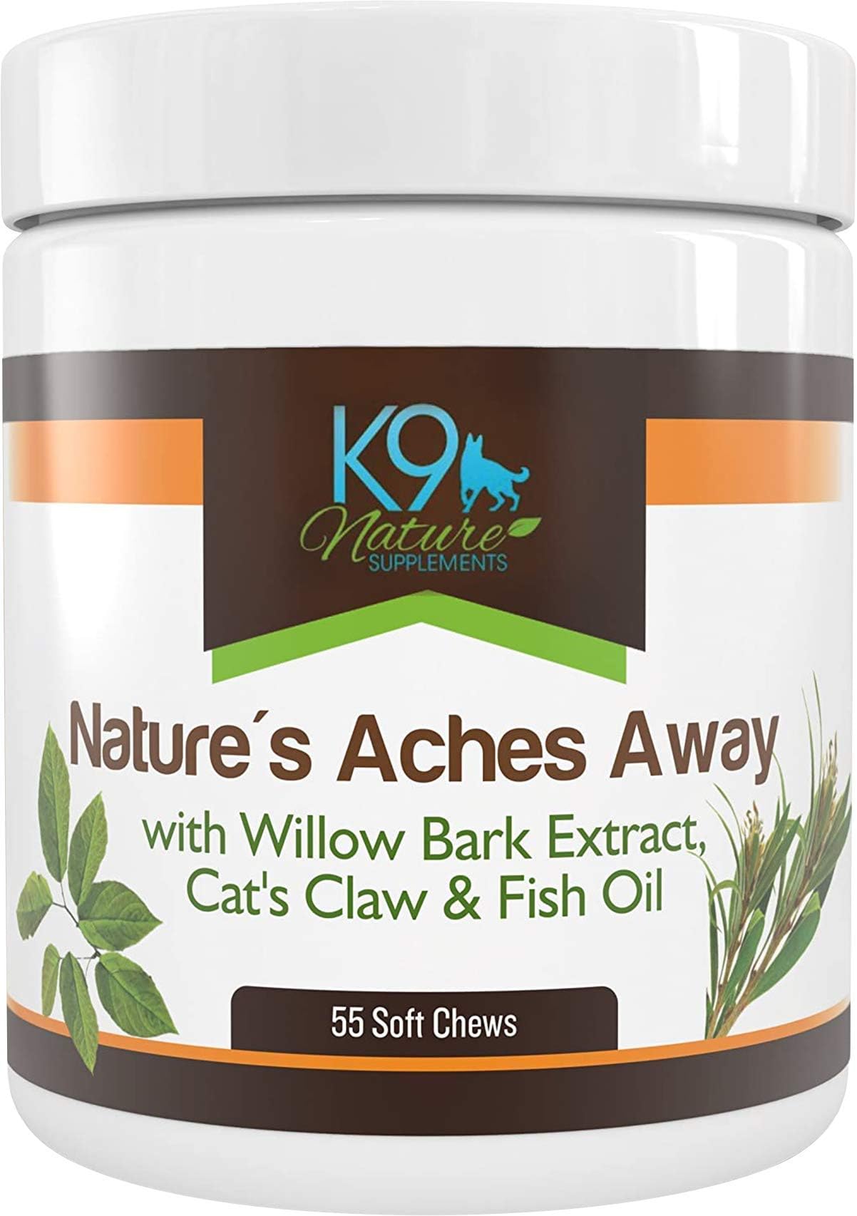 Nature’s Aches Away - 55 Soft Chews for Dogs - Advanced Formula for Pet Mobility & Joint Pain Support - Natural, Herbal Treats - with Willow Bark Extract, Cat’s Claw & Fish Oil