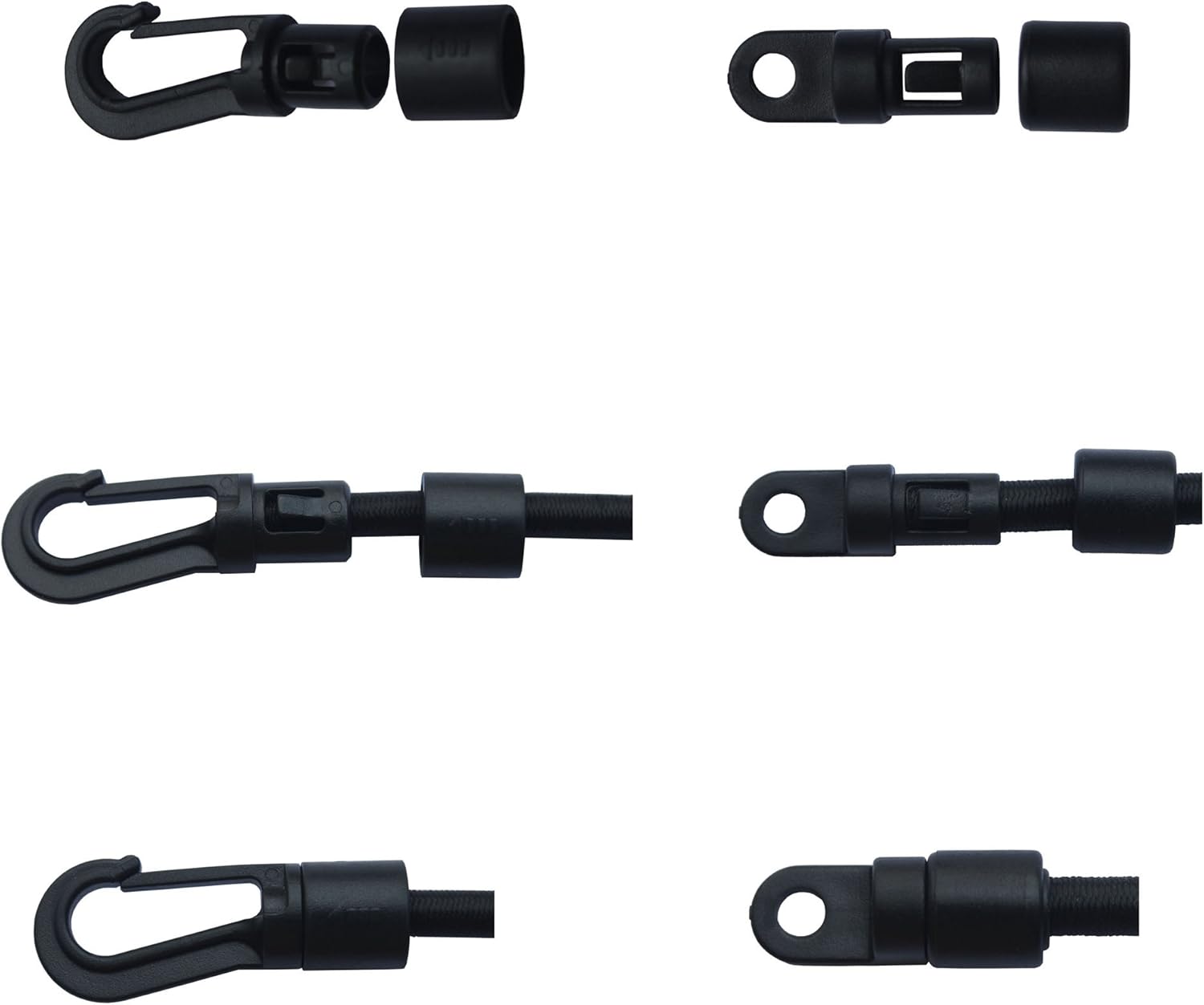 10 Pcs Bungee/Shock Cord Hook Fixed End Tabbed S Hooks for 1/4" (6MM) Bungee to Use on Kayaks (Bendy 10 Pcs)